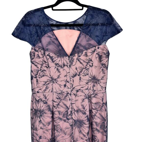 JS Collections WINNIE COLUMN GOWN Dark Blush Lace Overlay Sz 10 Mother of Bride - Picture 13 of 16